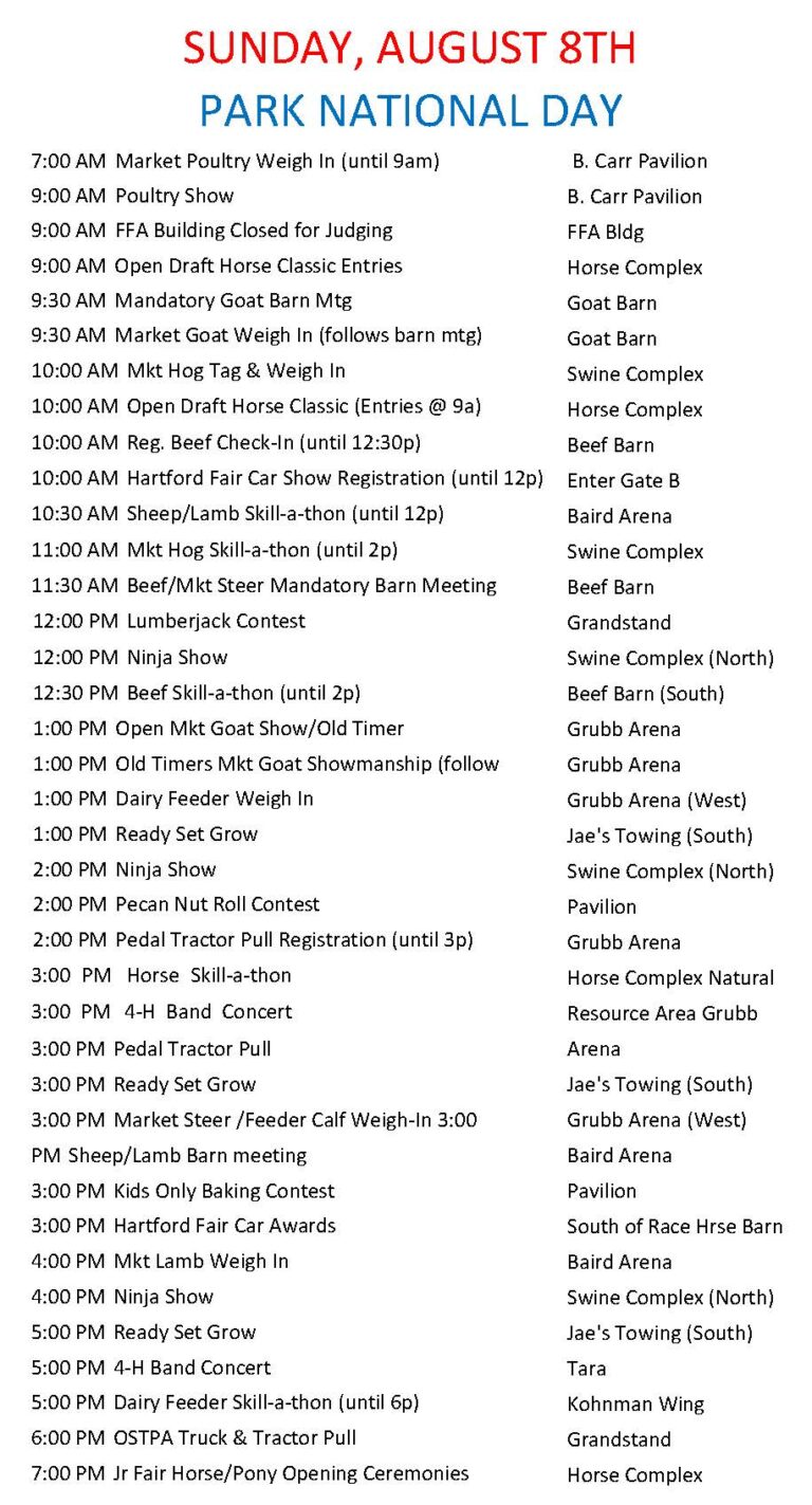 DAILY EVENTS SUNDAY Event Schedule The Hartford Fair